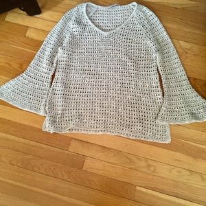 Loft pointelle v-neck sweater